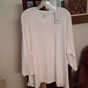 Kim Rogers White 3/4 Sleeve Pullover Top Sz.3X